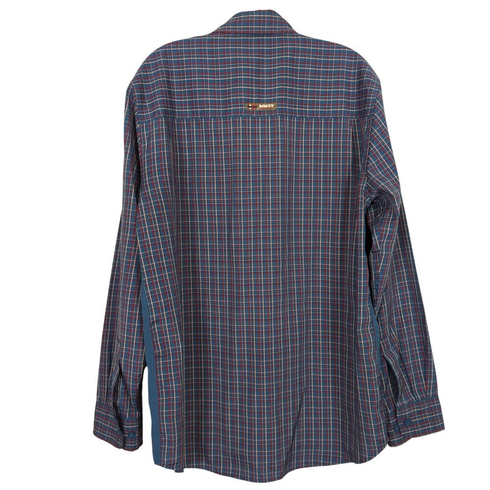 Bugle Boy Plaid Men's Vintage Blue Shirt M Patchwork Long Sleeve Retro Y2K - Picture 2 of 16